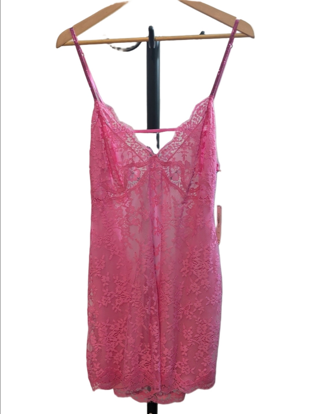 Victoria's Secret NWT Pink Floral Lace Chemise Slip Nightdress Lingerie Size XL